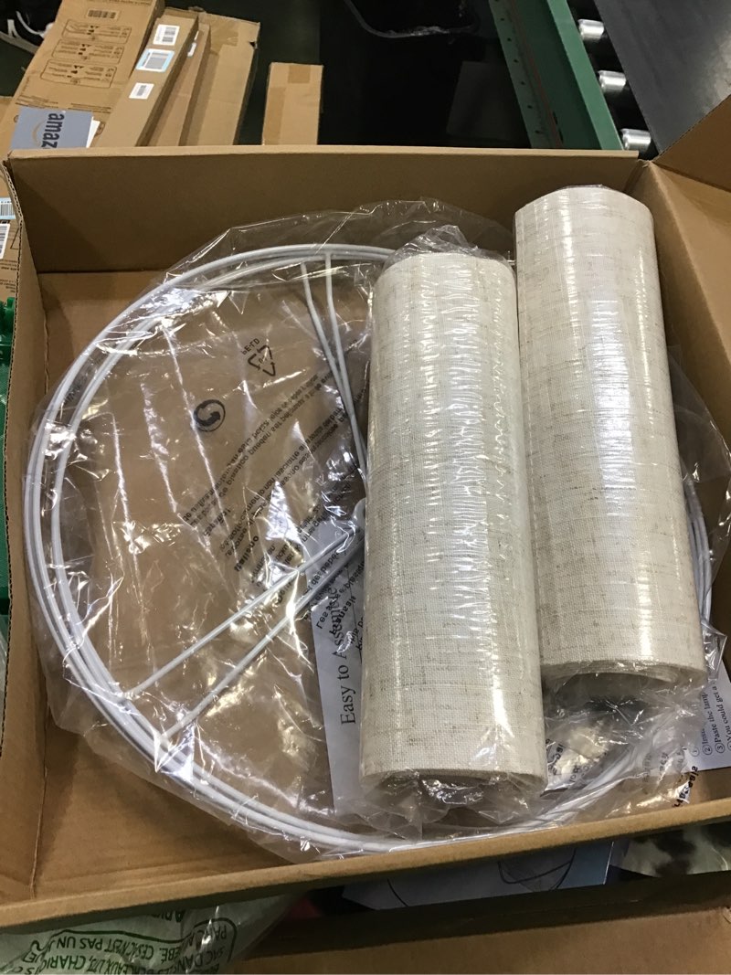 Condition photo showing New/Like New for Drum Lampshade Set of 2, Lamp Shade for Table Lamps Floor Lamp, 13" Top X 13" Bottom X 10" High Large Lamp Shades, Modern Fabric Lampshades, Easy Assembly Replacement Lamp Shades Spider Fitter(Beige)