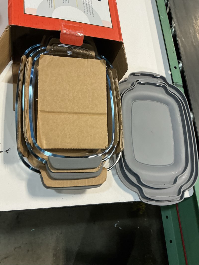 Condition photo showing Good Condition for pexo 6-piece glass baking dishes with lids, clear glass bakeware with silicone handles, (2.11qt, 3qt