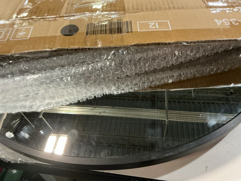 Condition photo showing Good Condition for newbulig bathroom mirror, wall mirror with aluminum alloy thin frame, bathroom mirrors for over sink, bedroom, living room, entryway black-round 20"l x 20"w