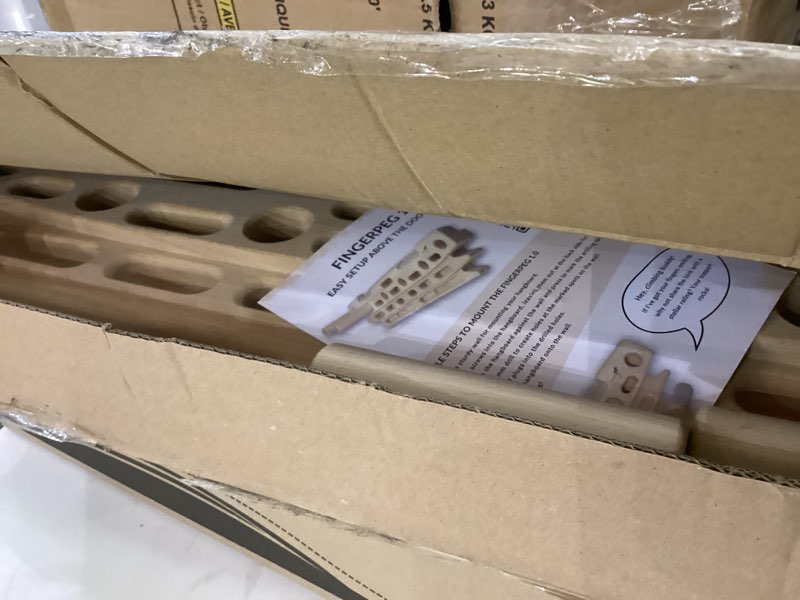Condition photo showing As Is for FingerPeg 1.0 Hangboard – Fingerboard Training Board for Climbing with Pull-Up Bars – Sleek Wooden Climbing Board with Ergonomic Design – Supports up to 265 lbs Fingerpeg 1.0 + Spherical Holds