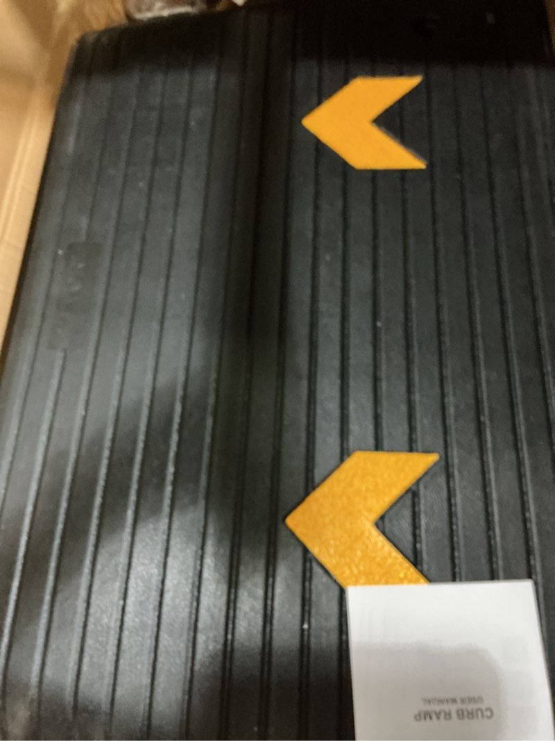 Condition photo showing New/Like New for vevor 3.5" rise threshold ramp doorway, recycled rubber power wheelchair ramp 3 feet long, 33069lbs load capacity, non-slip surface rubber solid threshold ramp for wheelchair and scooter 3.5" h x 35.6‘’ l