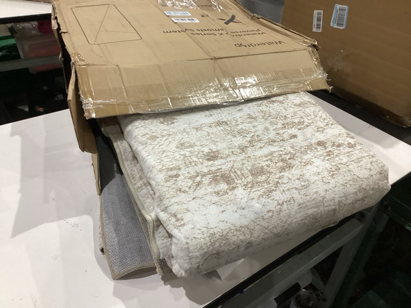 Condition photo showing As Is for 8x10 area rugs for living room washable rug: anti-skid abstract modern living room rug soft thin carpets indoor floor non-shedding carpet for bedroom dining farmhouse nursery home office beige white beige/white 8' x 10' (rectangular)