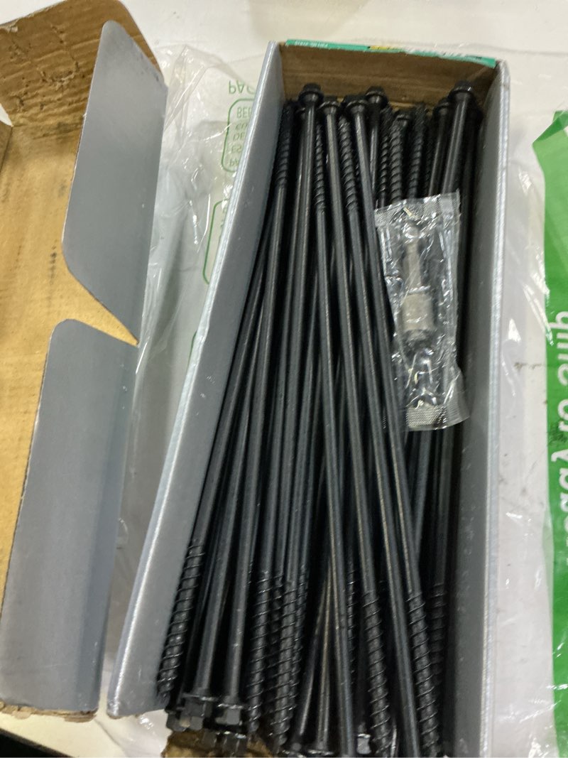 Condition photo showing As Is for power pro 50 pcs timber-tite landscape screws (1/4" x 10") | hex washer head heavy duty structural wood screws | ceramic coated exterior fasteners for decks, timber, landscaping & wood construction 1/4" x 10" black