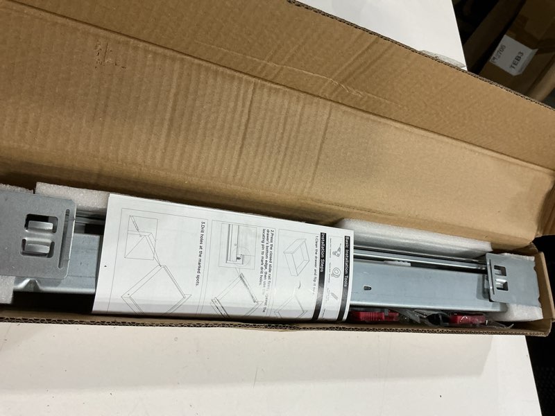 Condition photo showing New/Like New for soft close bottom mount drawer slides21 inch rails with rear mounting bracket locking devices screws for face frame or frameless application?21 inch,6 pair? 21 inch 6 pairs