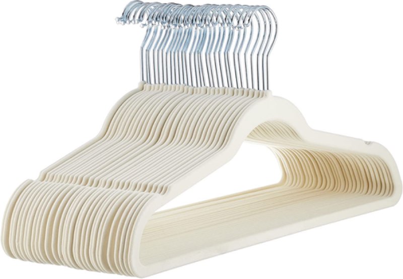 Amazon Basics Slim, Velvet, Non-Slip, Space-Saving Suit Clothes Hangers, Pack of 15Ivory/Beige Ivory/Beige Pack of 15