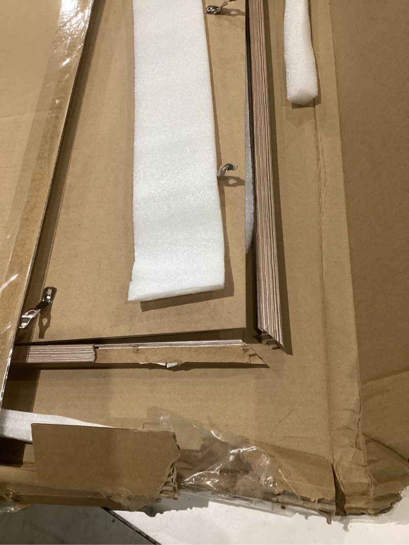 Condition photo showing As Is for 16x24 picture frame, solid oak wood 16x24 frame, 16”x24" poster frame - real glass, 16x24 frame matted to 12x18, 16 by 24 wood frame for wall (walnut color, 1 pack) walnut 16x24 - 1p