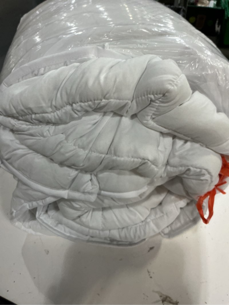 Condition photo showing As Is for utopia bedding comforter duvet insert, quilted comforter with corner tabs, box stitched down alternative comforters queen size (white)