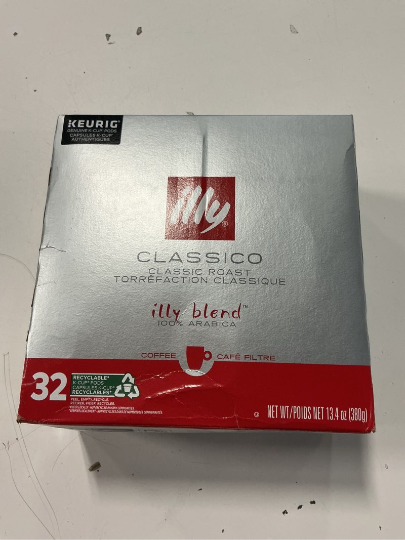 Condition photo showing New/Like New for ( best by 03/19/2027 ) Illy Coffee K Cups - Pods For Keurig Machines – Classico Roast - Caramel, Orange Blossom & Jasmine - Mild, Flavorful & Balanced Flavor - No Preservatives – 32 Count Classico Medium Roast 32 Count (Pack of 1)