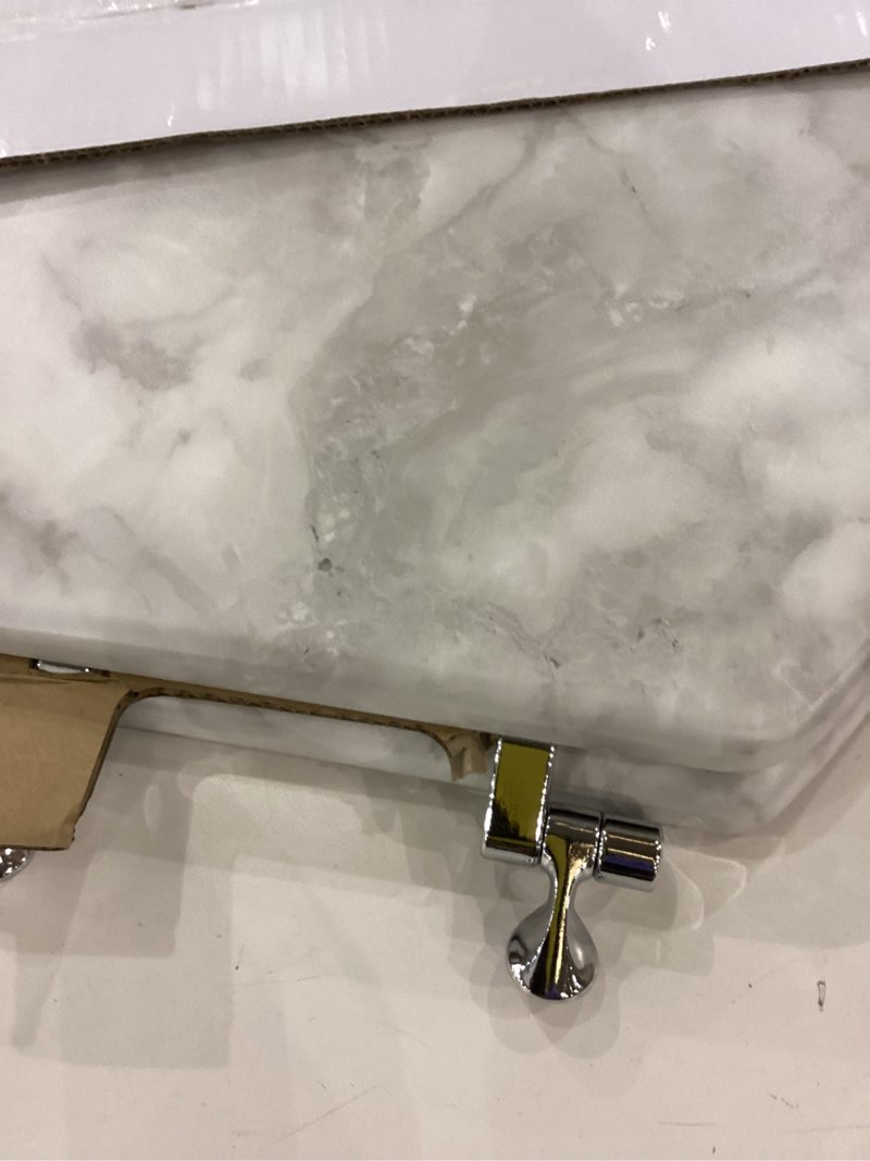 Condition photo showing Good Condition for Angol Shiold Elongated Marble Toilet Seat with Zinc Alloy Hinges, Easy to Install and Clean, Anti-pinch (Gray) Elongated-18.5” Grey Marble