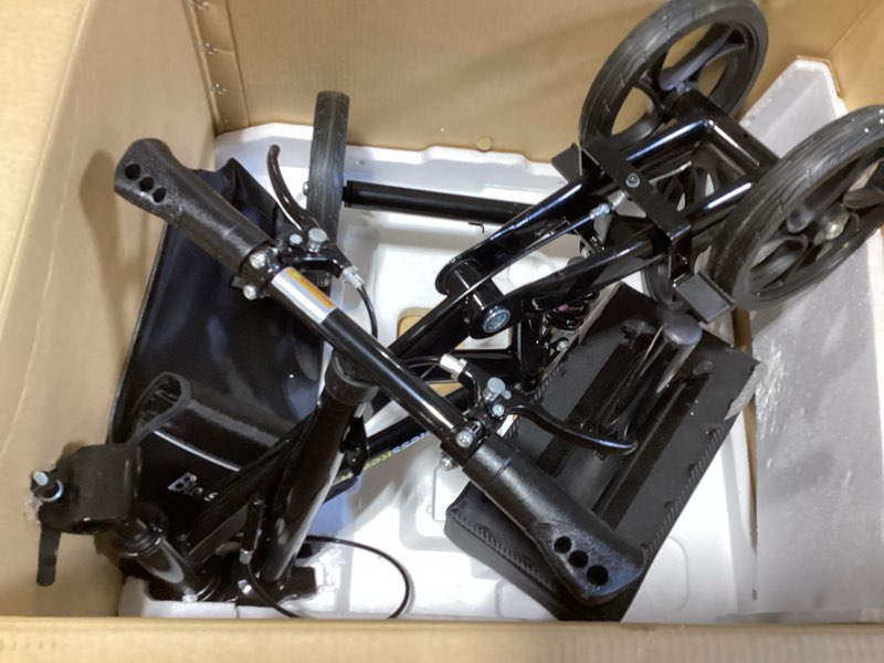 Condition photo showing Good Condition for blessreach steerable knee walker deluxe medical scooter for foot injuries compact crutches, with dual rear on-wheel brake and shock absorption under the knee pad, black