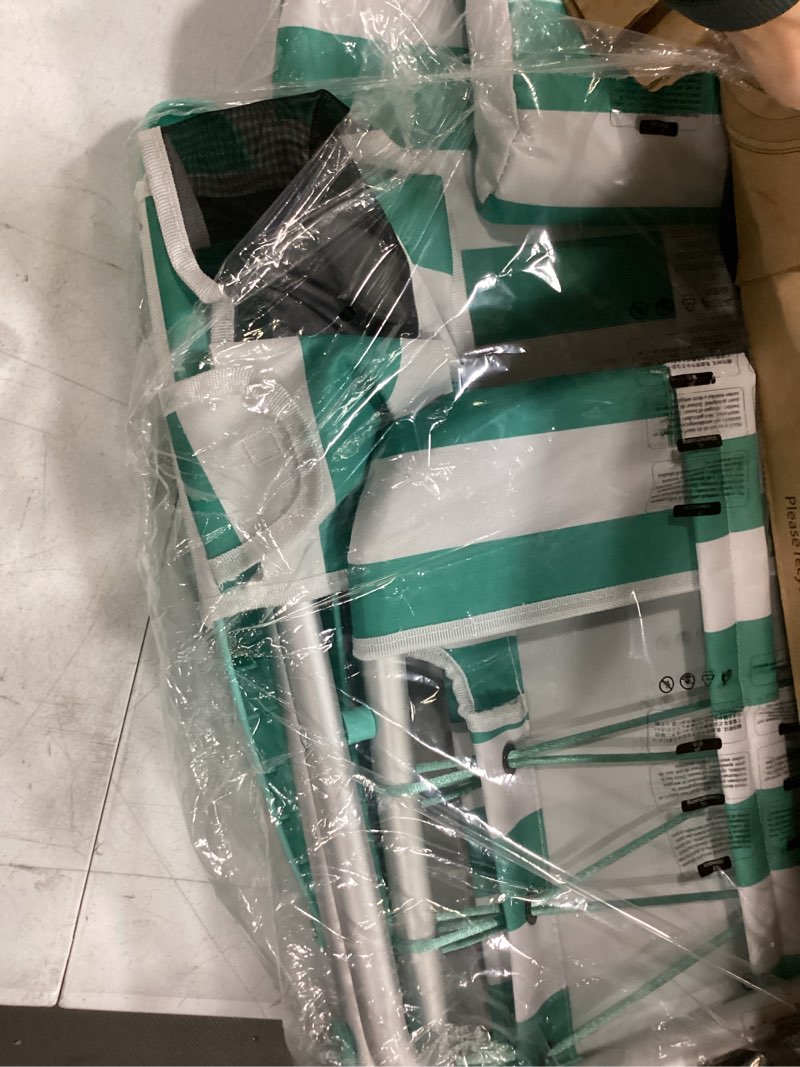 Condition photo showing Good Condition for songmics portable backpack beach chair, 331 lb capacity, 4 angles adjustable backrest, 2 side pockets, towel bar, green and white ugcb62jw green + white