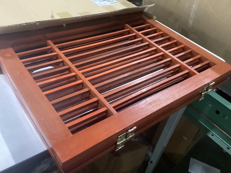 Condition photo showing Good Condition for similar to stock red  urnporium freestanding wooden dog gate – folding acacia hardwood pet barrier with 2-way hinges, portable indoor outdoor puppy safety fence for doorways, hallways (black pet gate, 3 panel 24\\\" tall) 3 panel 24\\\" tall pet gateid