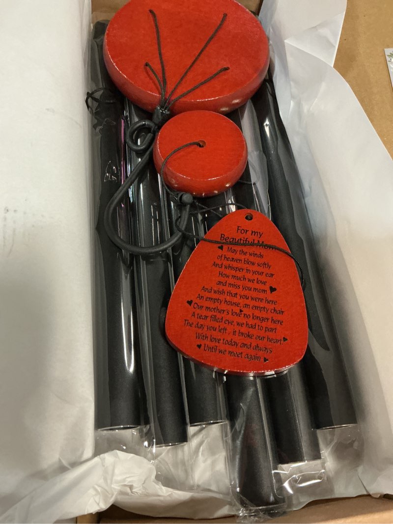 Condition photo showing New/Like New for memgift memorial wind chimes for outside- sympathy gift for loss of mom or dad, outdoor keepsake with soothing tone for garden, yard in memory of loved one a limb has fallen from the family tree