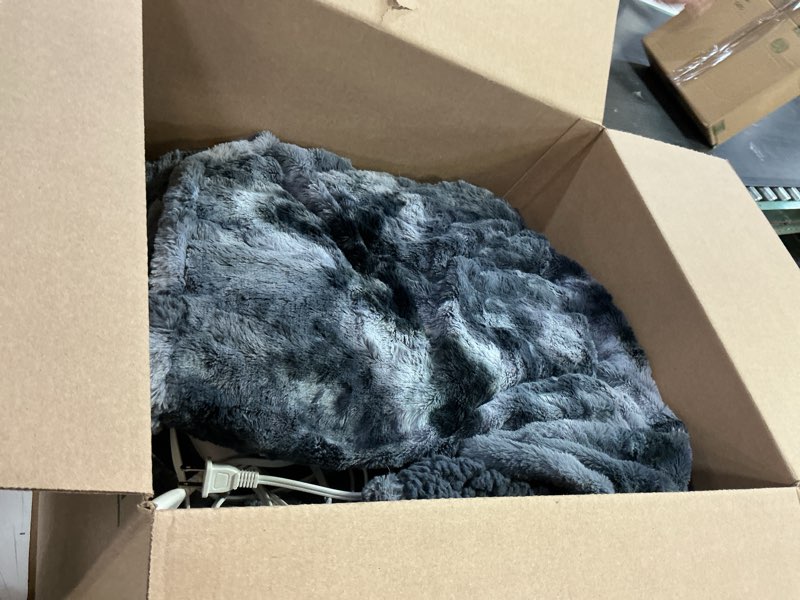 Condition photo showing As Is for EHEYCIGA Electric Heated Blanket Full Size Faux Fur, 10 Hours Auto Shut Off 9 Heating Levels Heating Blanket, Soft Warm Heated Blanket Fast Heating Grey, Faux Fur & Sherpa Grey Full