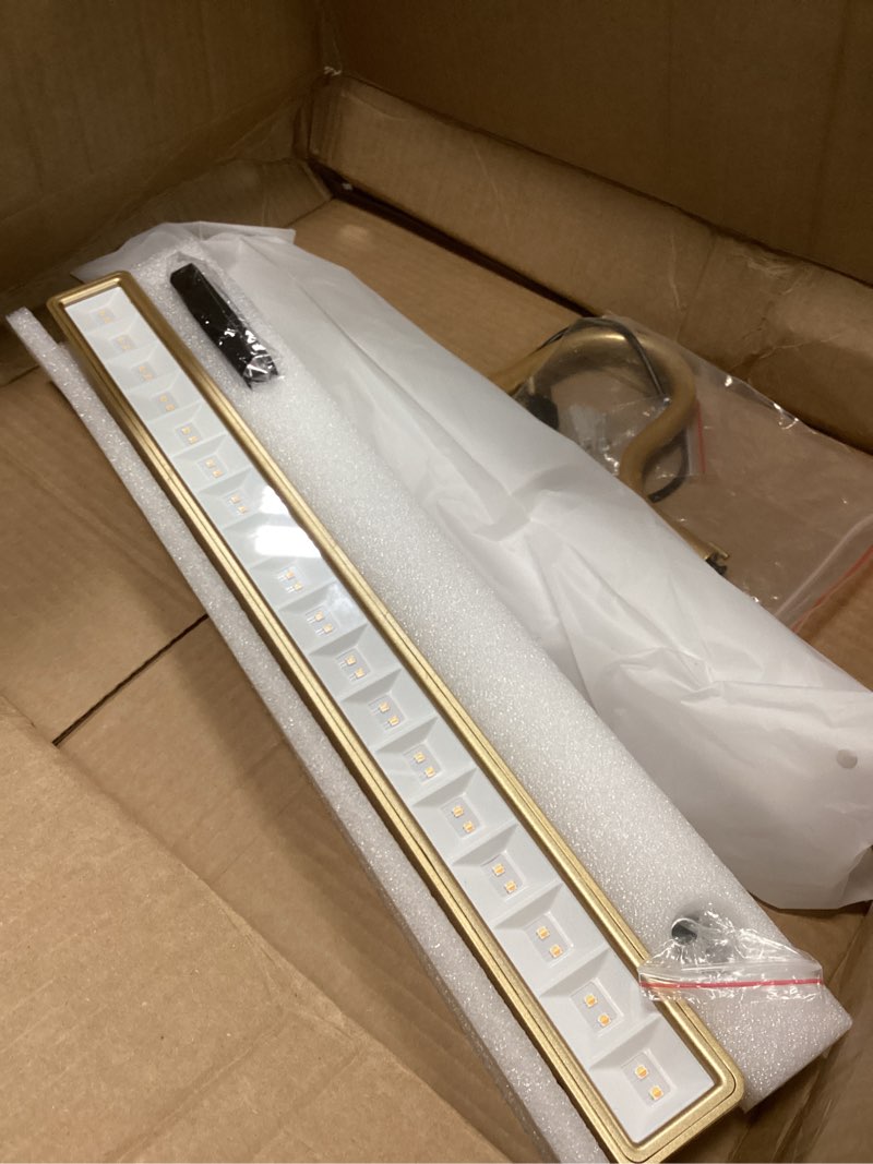 Condition photo showing As Is for Brightown Picture Light Battery Operated with Remote,16in Picture Lights for Paintings, 5000mAh Battery Operated Picture Light for Wall, Wireless Remote Painting Light with Timer and Dimmable,Gold