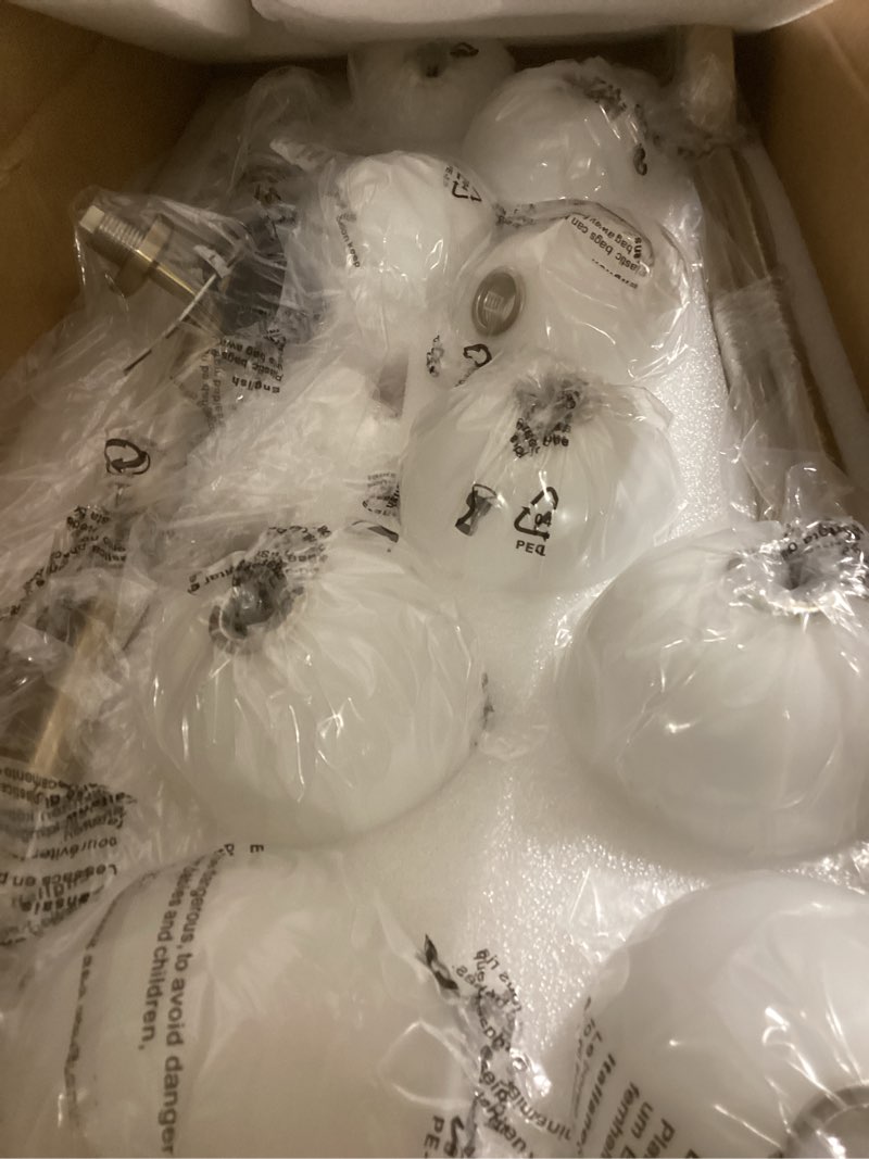 Condition photo showing New/Like New for Modern Linear Chandelier, Mid Century Gold Brass Sputnik Pendant Light with White Glass Lampshade,8 Lights Globe Rectangle Chandelier,for Dining Room Kitchen L31.4 xW10.6 8-Lights Gold