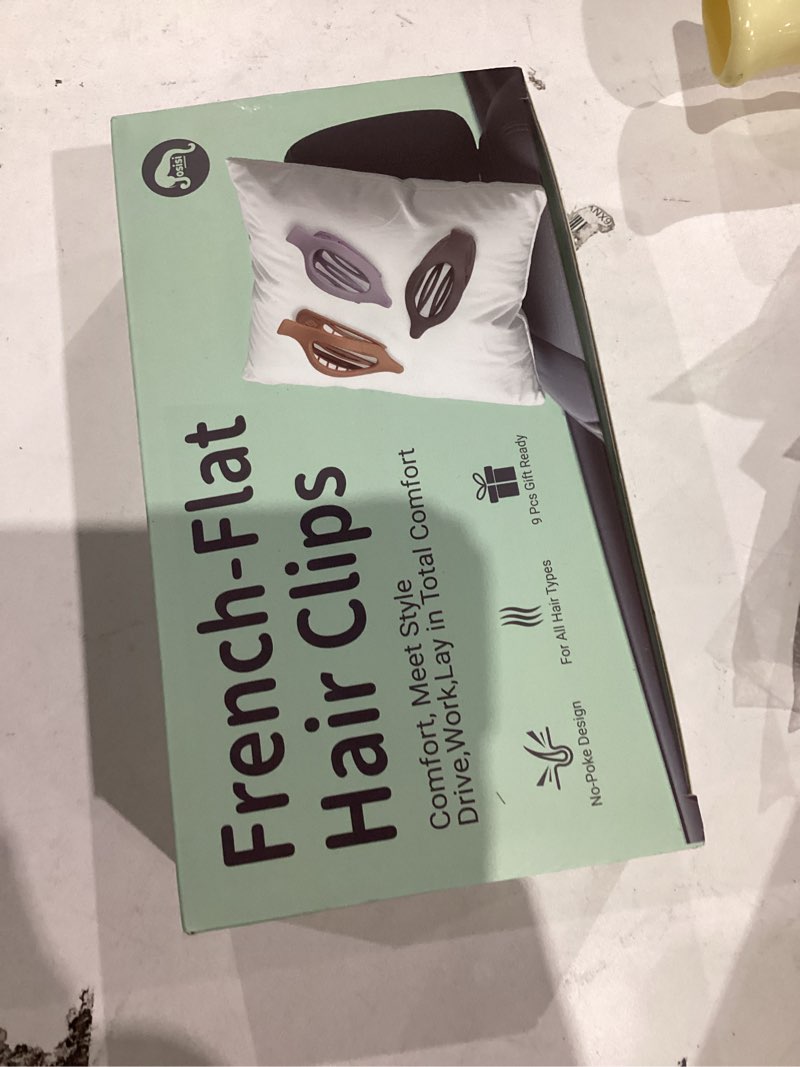 Condition photo showing item condition for french hair claw clips, 9-pack lay-flat design with gift box,matte and comfortable hair clips for all-day work, travel,yoga & strong hold for all hair types
