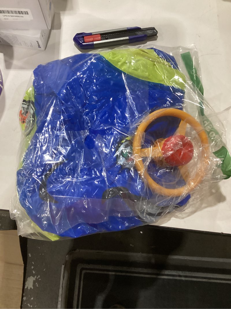 Condition photo showing Good Condition for baby pool float with canopy summer steering wheel sunshade swim ring car inflatable toys infants float seat boat for kids toddlers blue