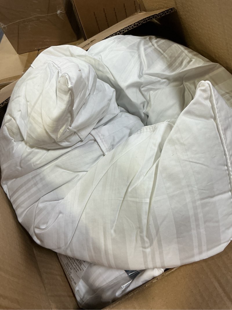 Condition photo showing As Is for serta down illusion soft hypoallergenic soft/medium bed pillows for side, stomach or back sleepers (2 pack), queen, white white queen soft/medium