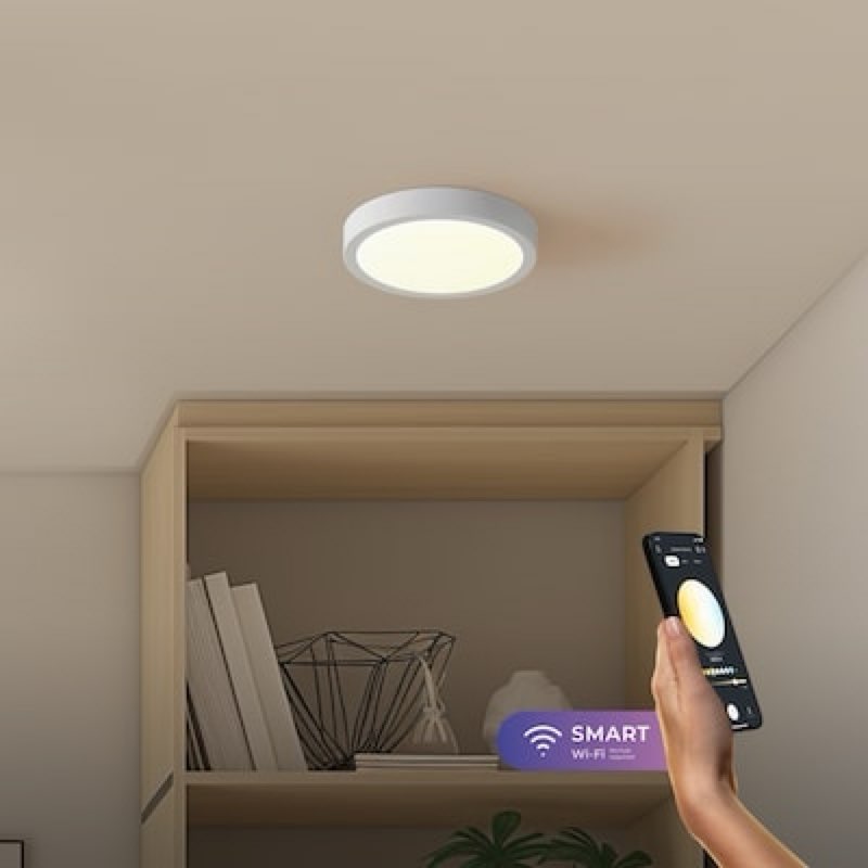 globe tomlin 7.5-in matte white integrated led flush mount light