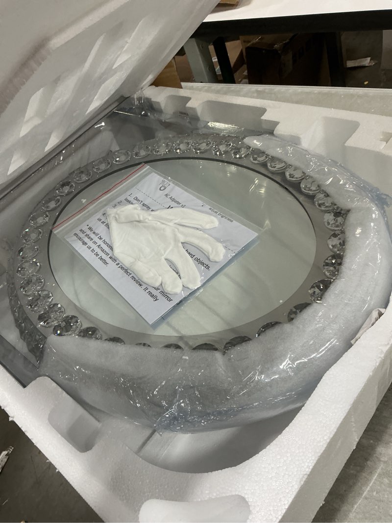 Condition photo showing Good Condition for hollywood oval crystal vanity mirror with lights 3 color dimmable large oval crystal lighted makeup mirror for tabletop desk vanity mirror with lights 360°rotation smart crystal oval led makeup mirror