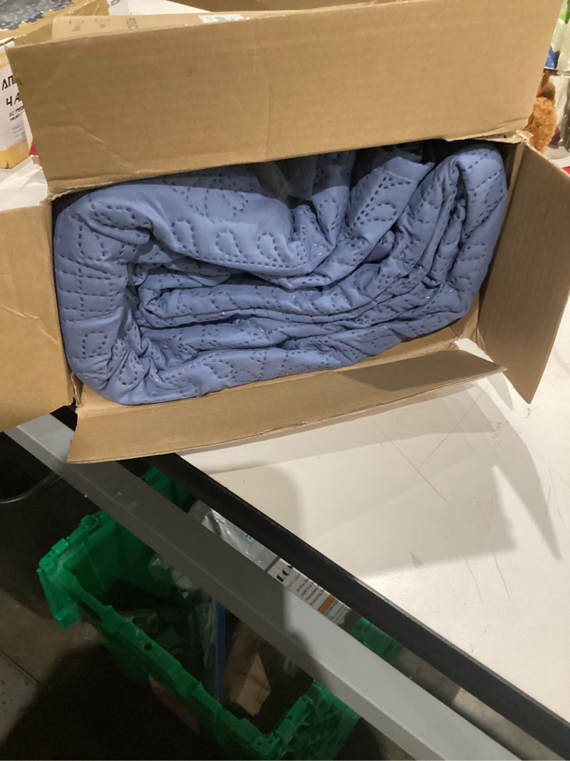 Condition photo showing As Is for Love's cabin Quilts for Queen Bed Blue Bedspreads - Soft Bed Summer Lightweight Bedspread Comforter - Modern Style Coin Pattern Coverlet for All Season - 3 Pieces (1 Quilt, 2 Pillow Shams) Full/Queen (90"x96") Coin Pattern Bluish Grey