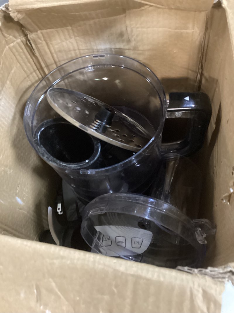 Condition photo showing As Is for black+decker 8-cup food processor, easy assembly, stainless steel s-blade, shred, slice, chop, puree, 450w motor food_grater