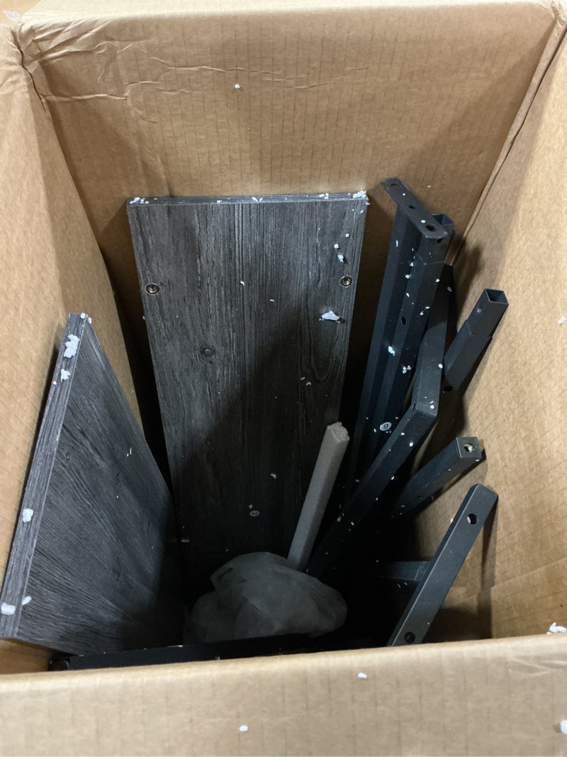 Condition photo showing As Is for (Missing pieces) VASAGLE Console Sofa Table, Narrow Entryway Table, for Living Room, Bedroom, Easy Assembly, Charcoal Gray and Ink Black ULNT020B04 Charcoal Gray + Ink Black 9.1\"D x 47.2\"W x 29.1\"H 1-tier