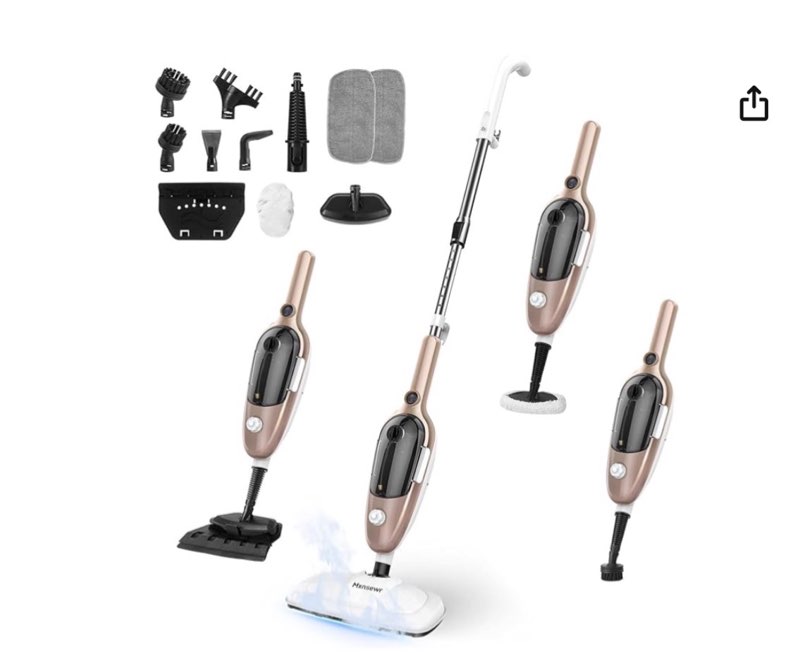 steam mop - all-in-one powerful handheld steam cleaner detachable floor steamer with 11 accessories, multipurpose steamer for hardwood floors, clothes,windows,tiles,carpet, whole home use(rose gold)