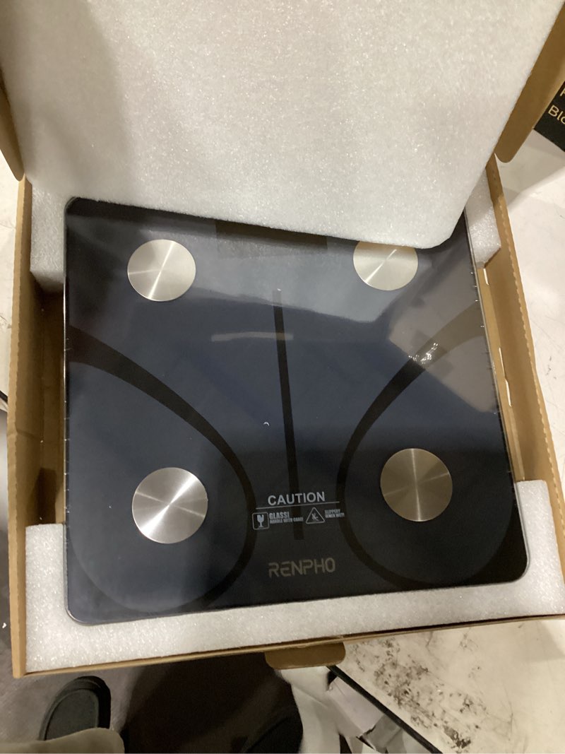 Condition photo showing New/Like New for renpho smart scale for body weight, fsa&hsa eligible, bathroom digital scale with bmi, body fat, bluetooth fitness equipment sync with apps, accurate for weight loss, home use, 400 lbs - elis 1 black 11"/280mm