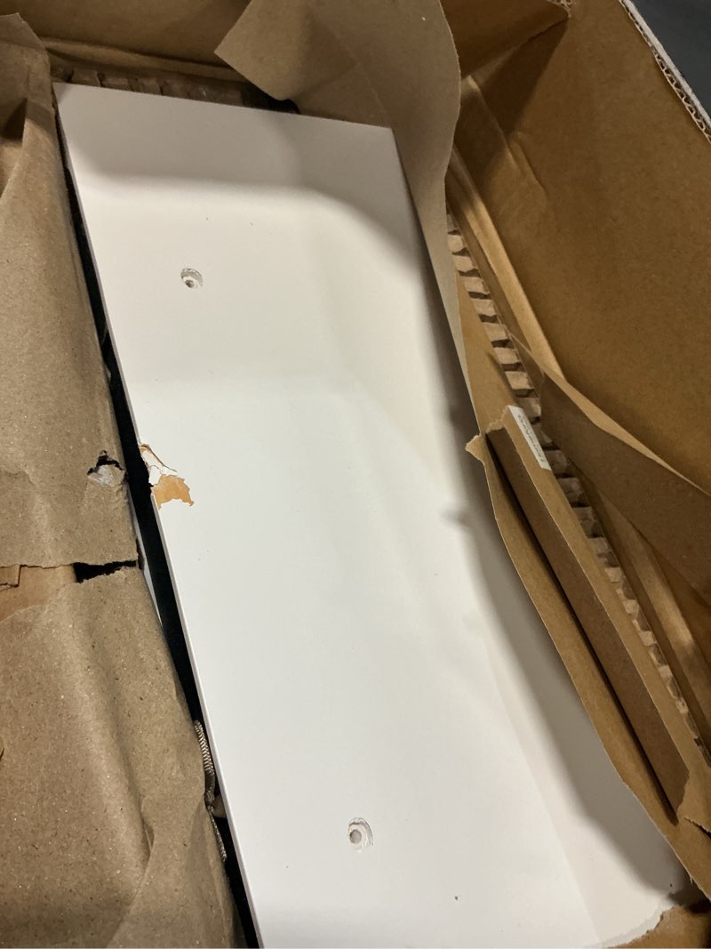Condition photo showing As Is for homeforia white floating shelves 16 inch, high end solid real wood 16inch bathroom floating shelf for wall mounted, white wooden 16 floating shelves, heavy duty bracket, 16 x 6.5 x 1.75 inch, set of 4 classic white - soft neutral satin pack of 4 16 inch