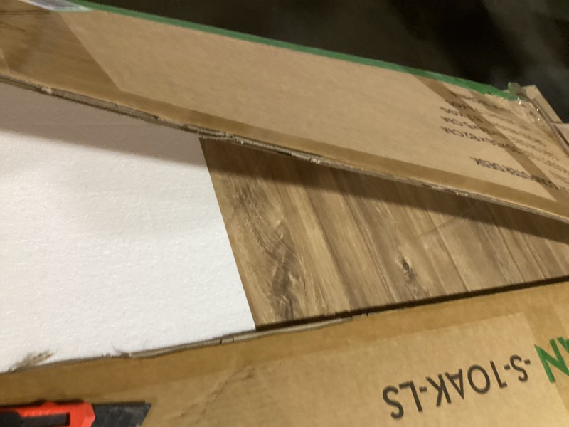 Condition photo showing As Is for GreenForest Portable Small Desk No Assembly, 2-Tier Compact Computer Desk with Shelf, Space Saving Foldable Table for Home Office, Bedroom or Apartment, Portable Collapsible Sturdy Laptop Desk, Oak 22 x 27.3 inch Oak