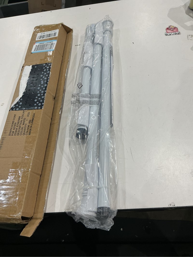 Condition photo showing Good Condition for zenna home tension shower curtain rod, no drill adjustable tension curtain rod for bathroom, rust resistant, easy install expandable shower curtain rods, 26 to 76 inches, white