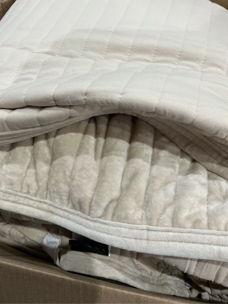 Condition photo showing As Is for evergrace bed comforter, light brown