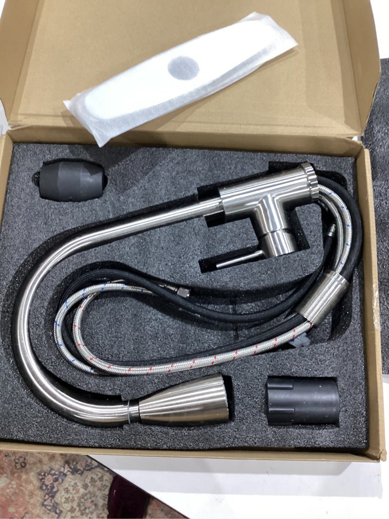 Condition photo showing Good Condition for friho kitchen faucet with pull down sprayer brushed nickel, high arc single handle stainless steel kitchen sink faucets, 1 or 3 hole sink faucet for farmhouse rv bar laundry camper, fr2cbqyt001l-d modern