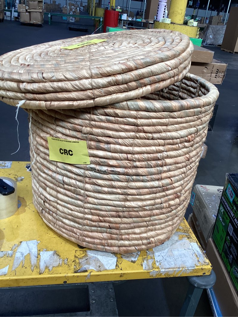 Condition photo showing As Is for light coiled basket - threshold