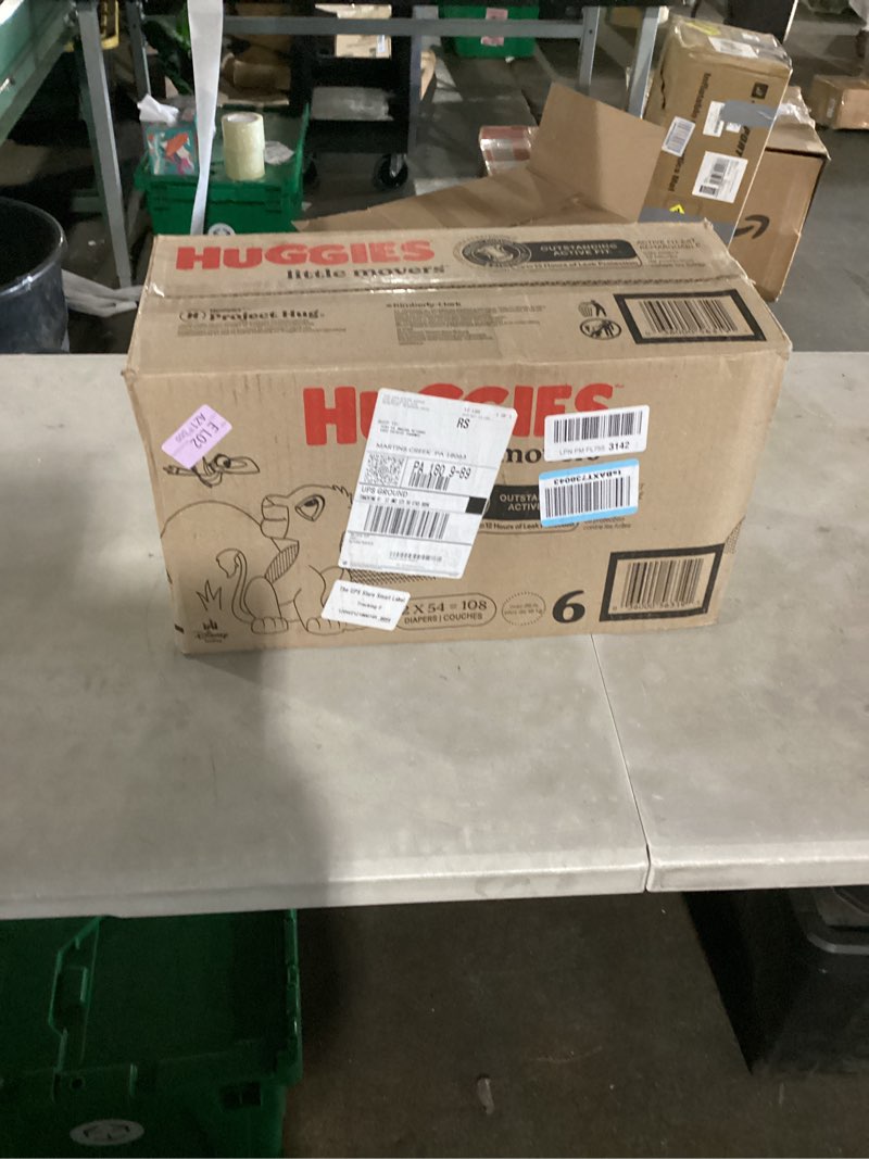 Condition photo showing New/Like New for huggies size 5 diapers, little movers baby diapers, size 5 (27+ lbs), 132 count (2 packs of 66), packaging may vary size 5 132