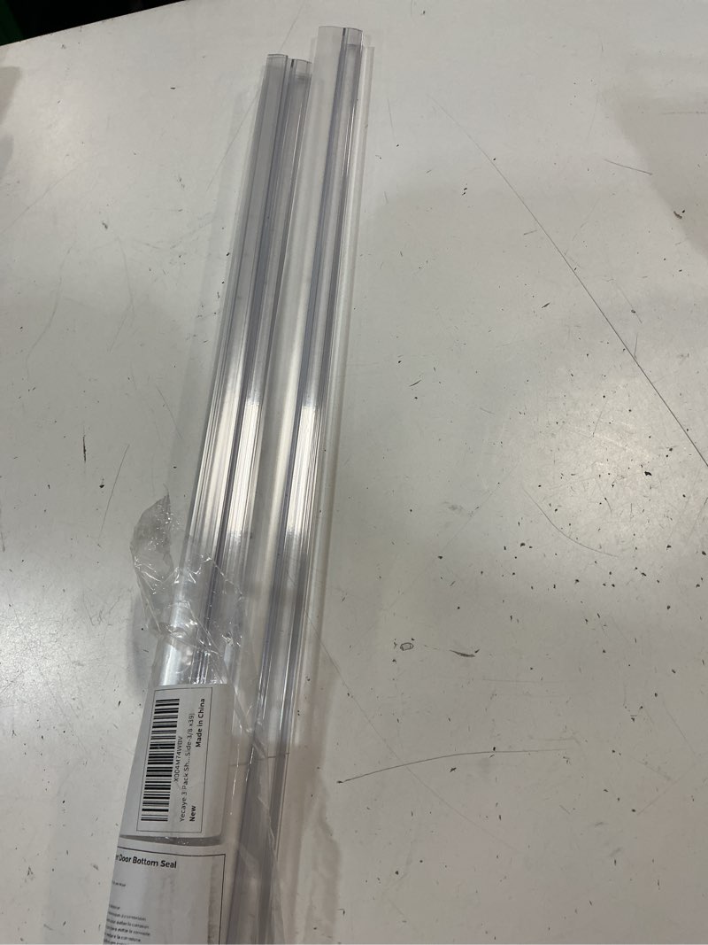 Condition photo showing As Is for yecaye 3 pack shower door seal,shower door sweep,frameless glass seal strip for side door,stop leaks and create a water barrier guard (side-3/8 x39) side-3/8"x39"