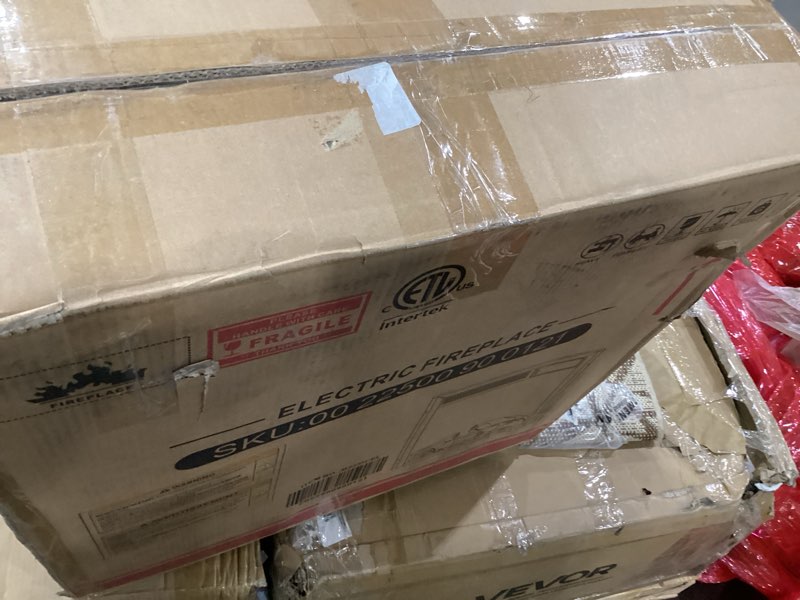 Condition photo showing As Is for 43” Electric Fireplace Mantel Freestanding Electric Fireplace, Remote Control, Adjustable Led Flame, 750W/1500W Black Black 43''