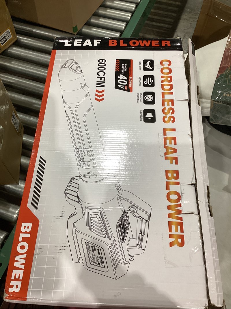 Condition photo showing Good Condition for Leaf Blower Cordless with Battery - 40V Powerful Electric Leaf Blower, 600CFM &180MPH and Variable-Speed with 5.0Ah Battery and Charger for Lawn Care, Patio, Dust, Blowing Leaves (Orange) Orange/5Ah