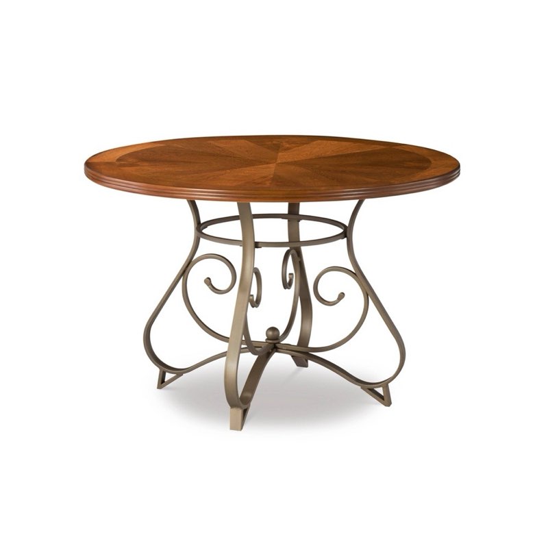 incomplete* only base* Carter Round Dining Table Metal/Cherry top 