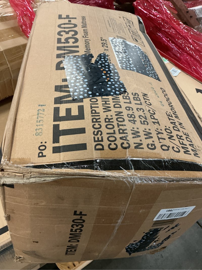 Condition photo showing New/Like New for memory foam mattress, gel-infused with high-density base, medium firm, certipur-us, washable cover, 10-inches, full full 10-inches