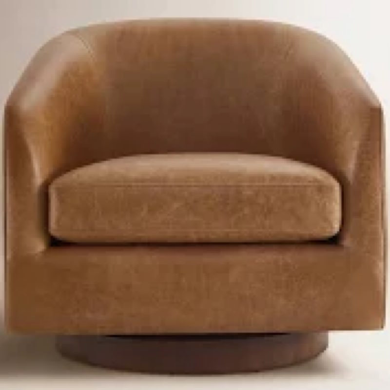 Bennett Genuine Leather Swivel Barrel Chair