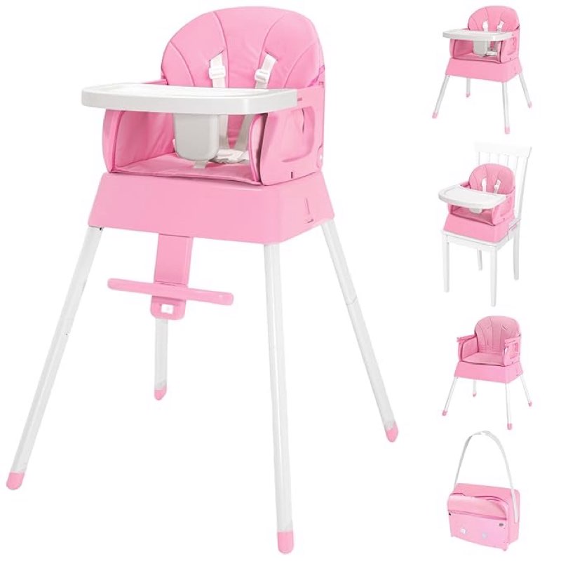 5 in 1 Foldable Baby High Chair,Convertible Highchair for Babies and Toddlers-Portable Infant Booste