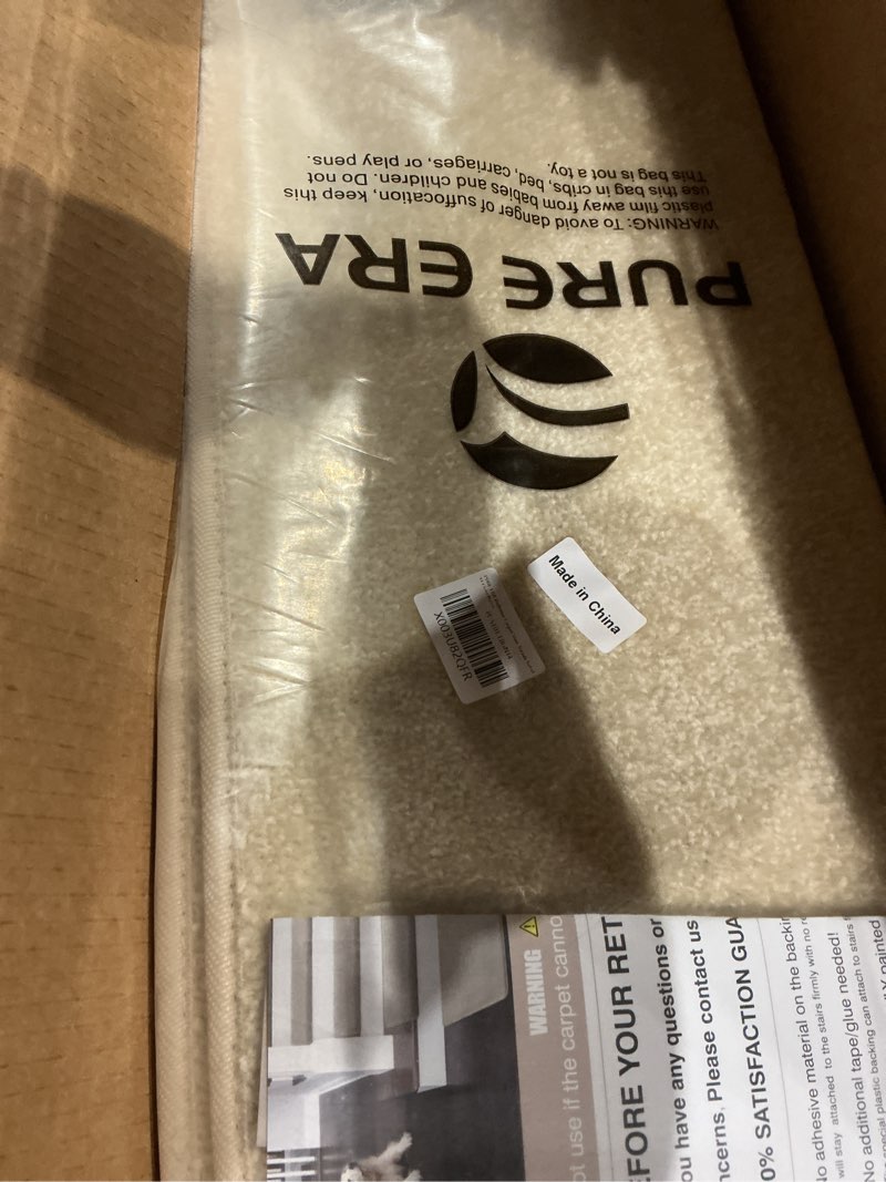 Condition photo showing New/Like New for pure era bullnose carpet stair treads set tape free non-slip indoor stair protectors pet friendly rugs covers soft skid resistant washable reusable 9.5" x 30"(14 pieces,cream gray) cream gray 14 pieces with bullnose