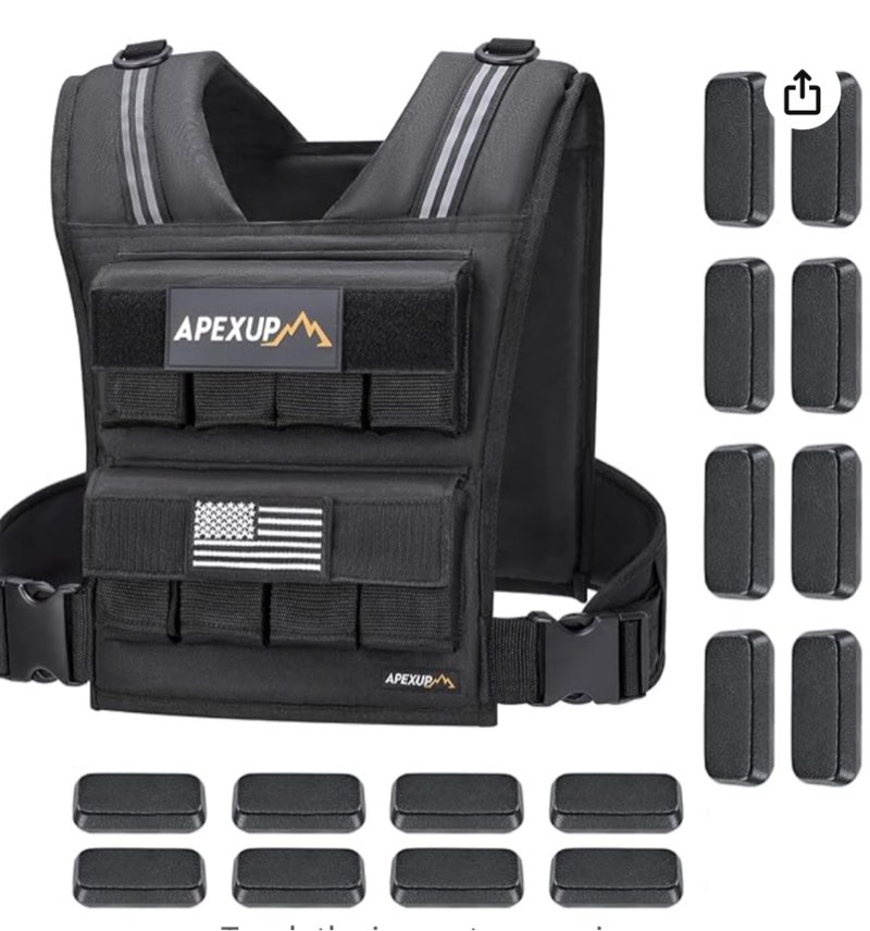 APEXUP Adjustable Weighted Vest Men 20lbs/30lbs/40lbs Weights with Reflective Stripe, Weight Vest Woman Workout Vest for Strength Training Running Walking