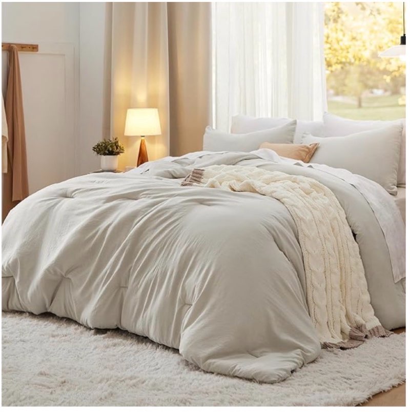 litanika comforters beige oversized king size, 3 pieces lightweight solid bedding comforter set, all