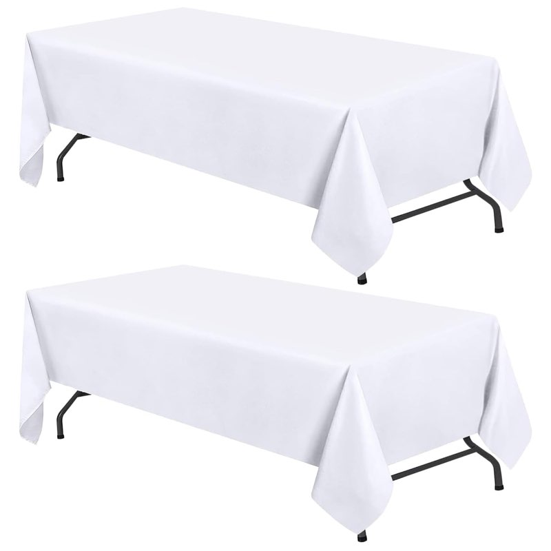 White Table Cloths for 8 Foot Rectangle Tables, 2-Pack