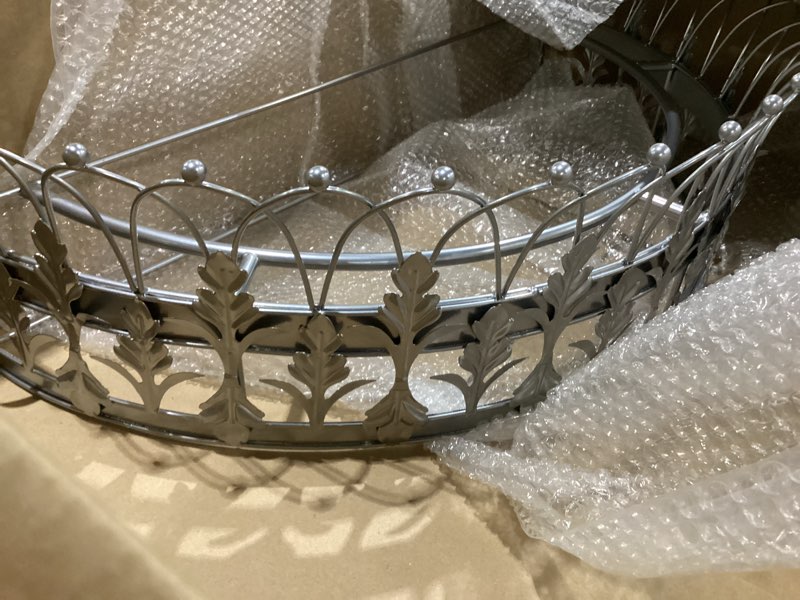 Condition photo showing Good Condition for Creative Co-Op Decorative Metal Curtain or Canopy Crown Silver