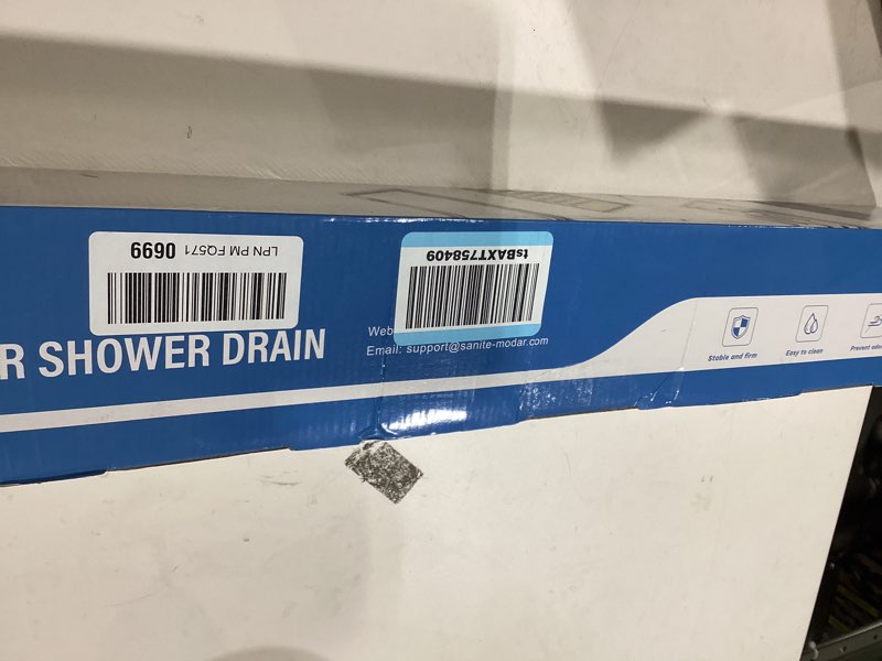 Condition photo showing Good Condition for SaniteModar Linear Shower Drain, Gold Shower Drain 24 inch with 2 in 1 Tile Insert and Flat Panel, AISI 304 Stainless Steel Gold Linear Shower Floor Drain with Hair Strainer and Leveling Feet Gold Tile Insert Grate 24 inch
